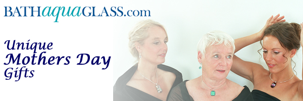 3 Ladies wearing Bath Aqua Glass jewellery