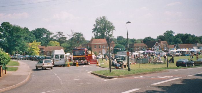top of the green fire engine on slip road