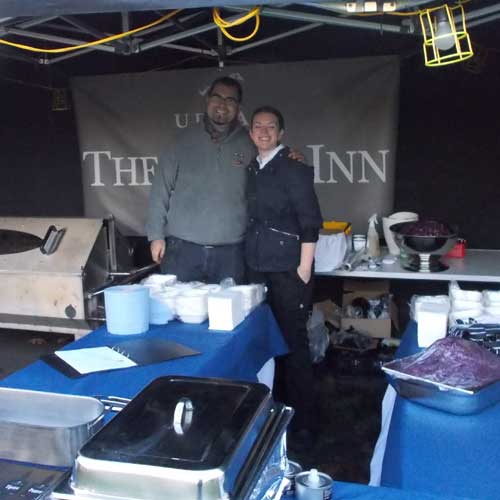Staff from The Swann Inn at the pig roast
