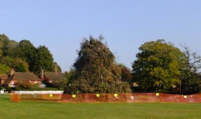 Bonfire with fence on village green