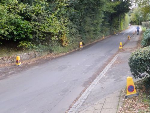 Coxcombe Lane with Police no waiting signs