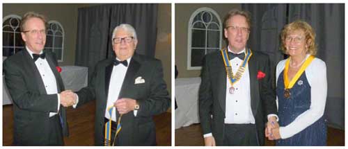  Presidential handover from Peter Onions to Roy Wylam (left) and Jenny Mason (right)