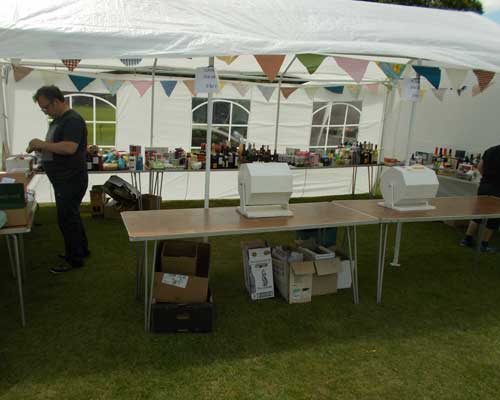 Setting up Tombola stall